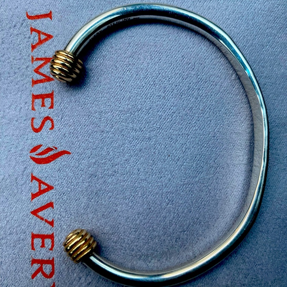 14K & 925 James Avery Retired Hammered 
Cuff Bracelet